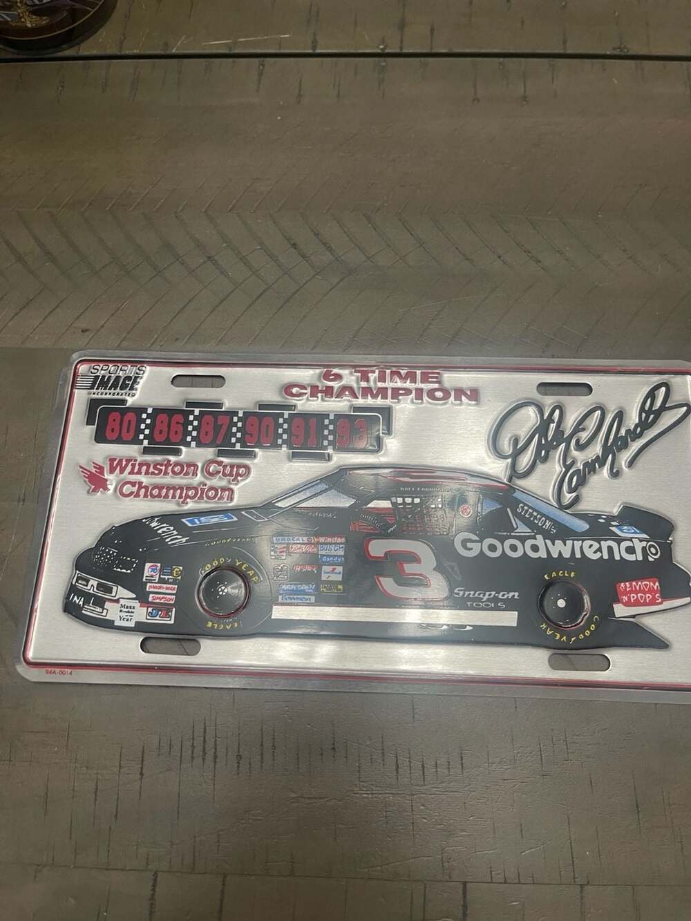 DALE EARNHARDT No. 3 NASCAR 12" Metal License Plate GM GOODWRENCH Monte Carlo